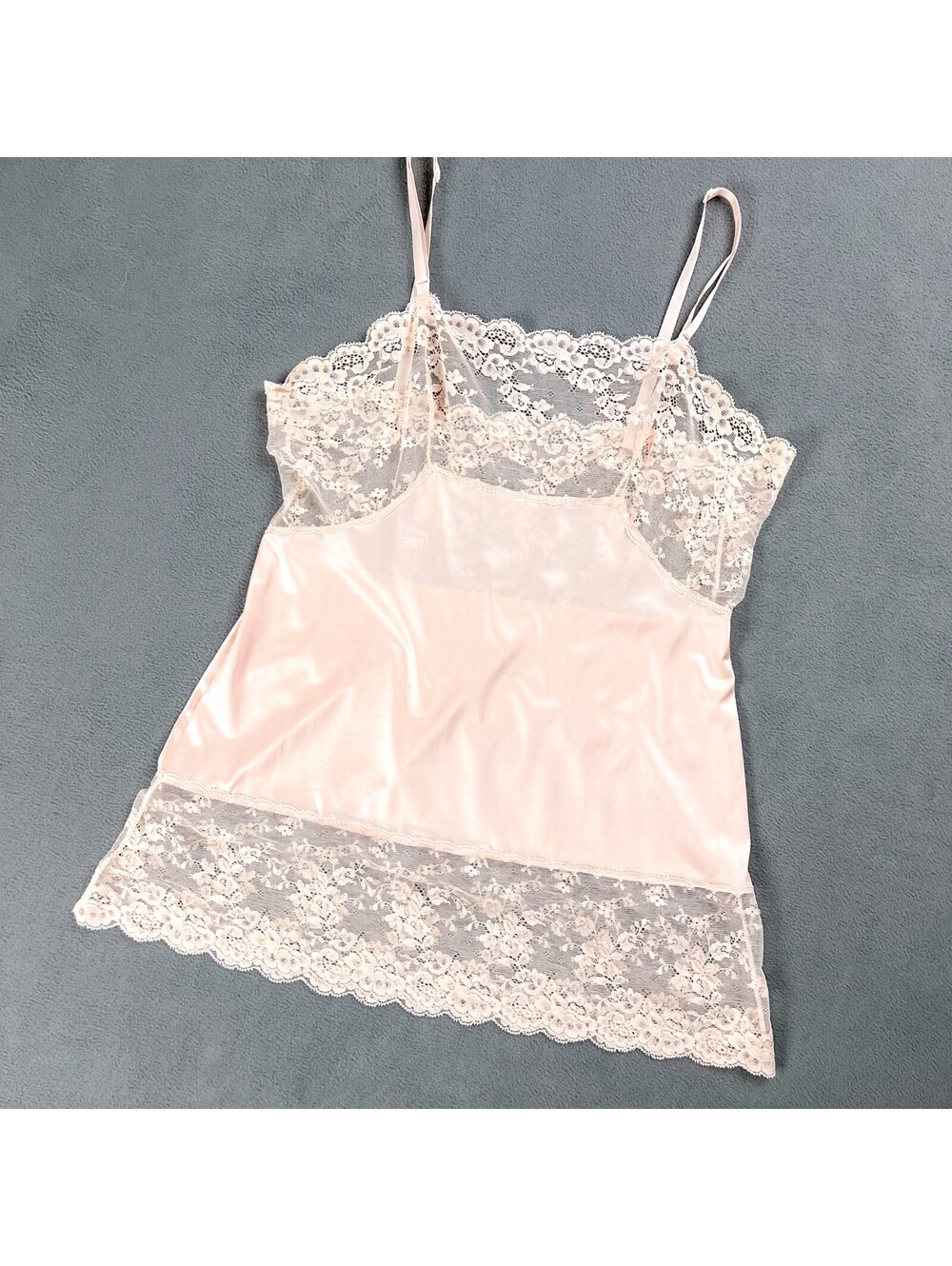 Vintage Peach Lace and Nylon Camisole Tank Top